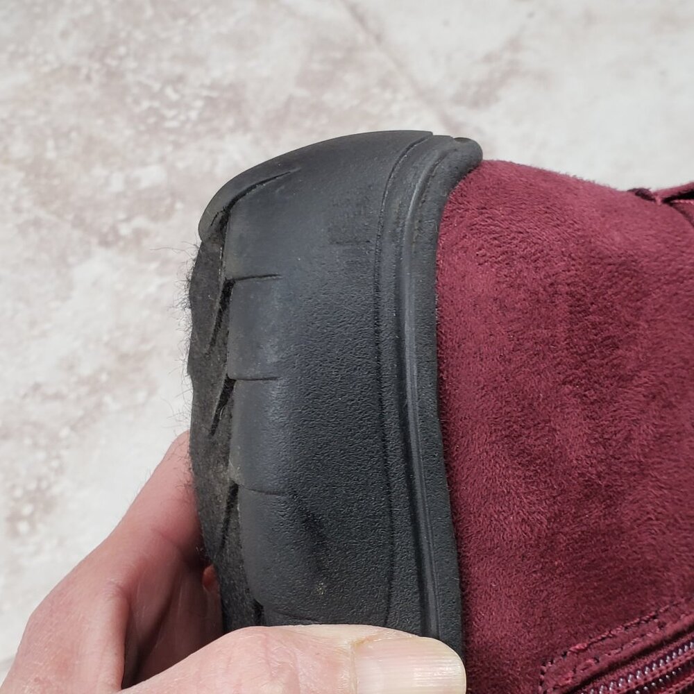 Buckled Faux Fur Hot Tomato Pavati Suede Zippered Full Calf Knee Boots Size 6 M - Picture 13 of 15